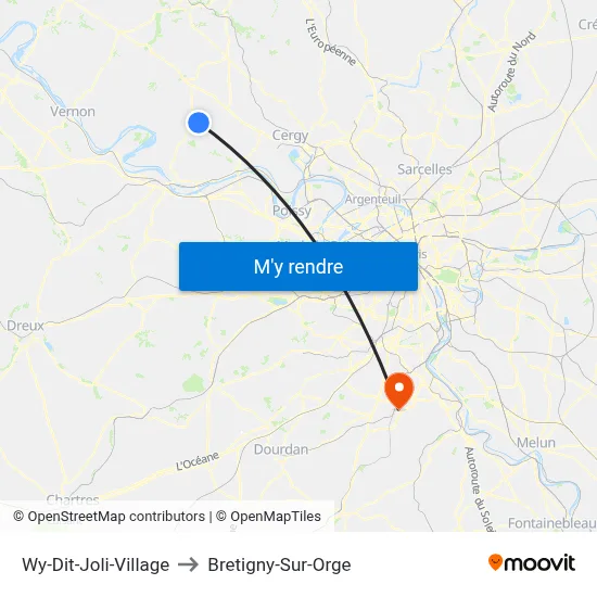 Wy-Dit-Joli-Village to Bretigny-Sur-Orge map
