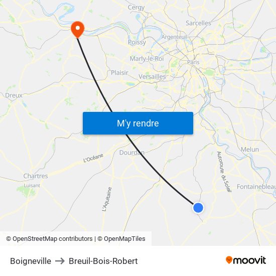 Boigneville to Breuil-Bois-Robert map