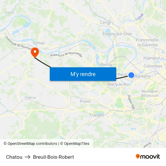 Chatou to Breuil-Bois-Robert map