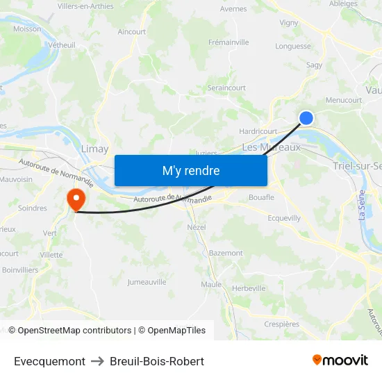 Evecquemont to Breuil-Bois-Robert map
