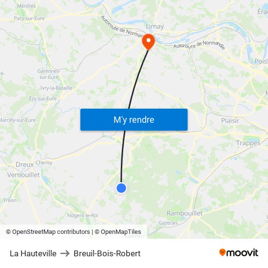 La Hauteville to Breuil-Bois-Robert map