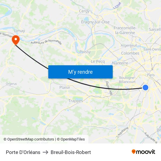 Porte D'Orléans to Breuil-Bois-Robert map