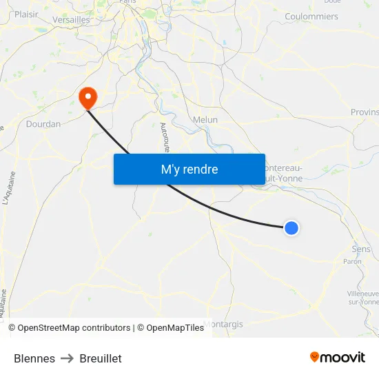 Blennes to Breuillet map