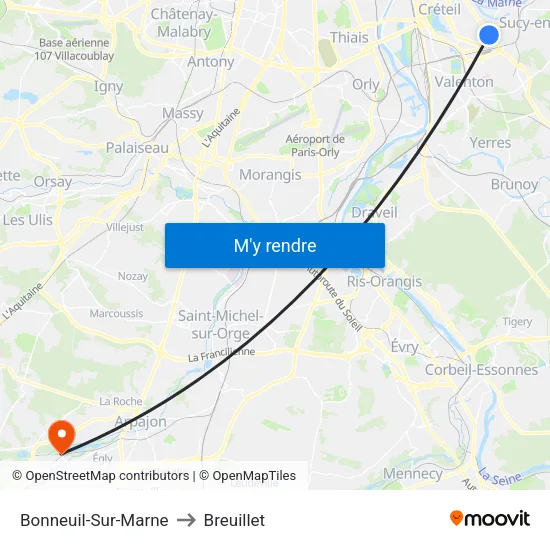 Bonneuil-Sur-Marne to Breuillet map