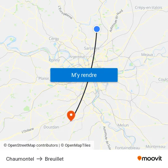 Chaumontel to Breuillet map