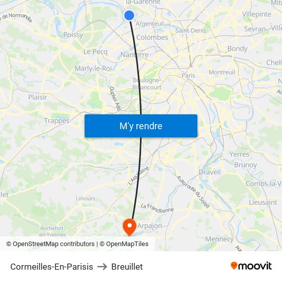 Cormeilles-En-Parisis to Breuillet map