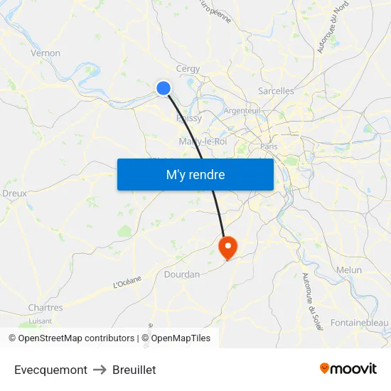 Evecquemont to Breuillet map