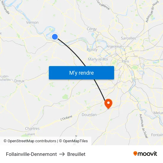 Follainville-Dennemont to Breuillet map