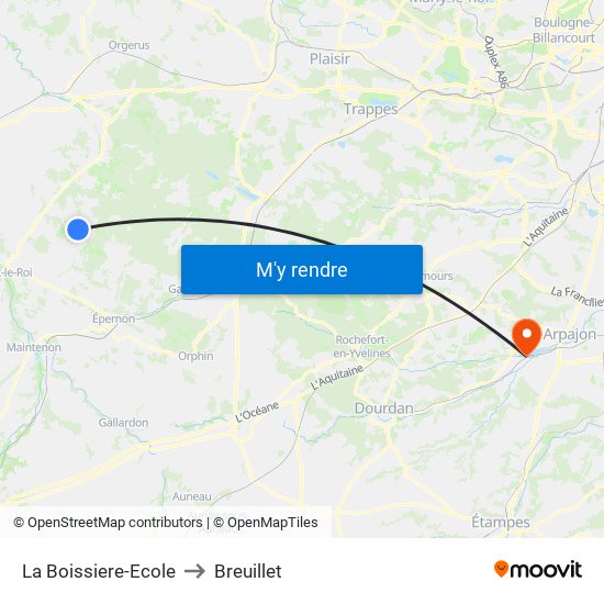 La Boissiere-Ecole to Breuillet map