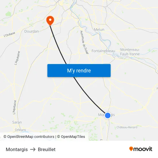 Montargis to Breuillet map