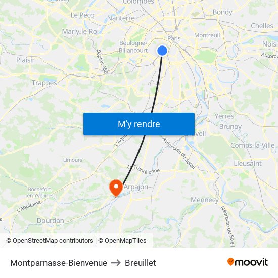 Montparnasse-Bienvenue to Breuillet map