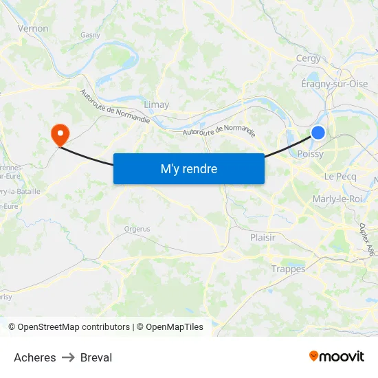 Acheres to Breval map