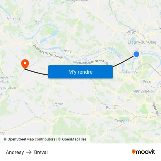 Andresy to Breval map