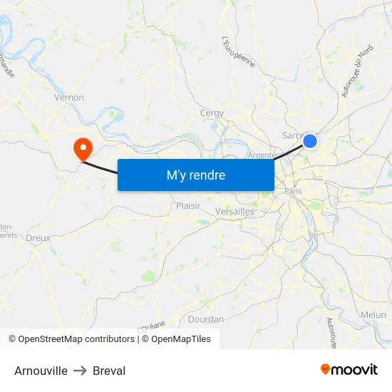 Arnouville to Breval map