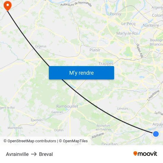 Avrainville to Breval map