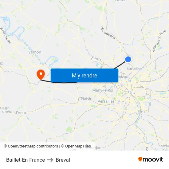 Baillet-En-France to Breval map