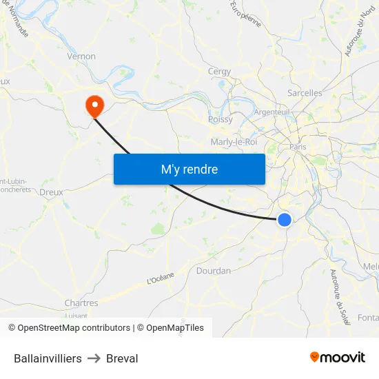 Ballainvilliers to Breval map