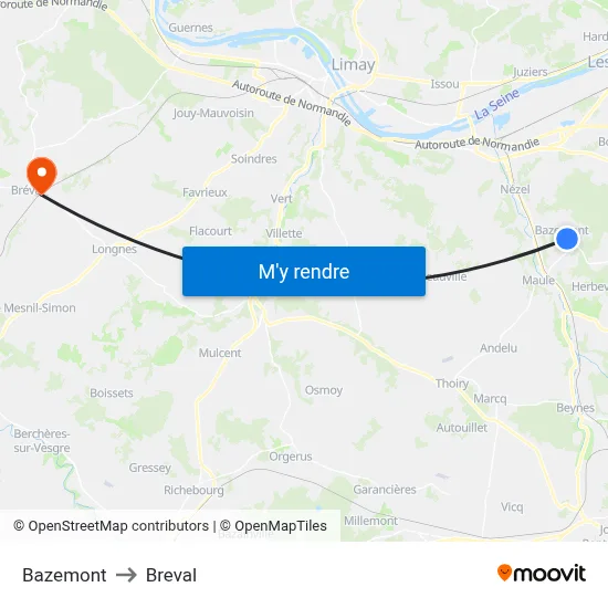Bazemont to Breval map