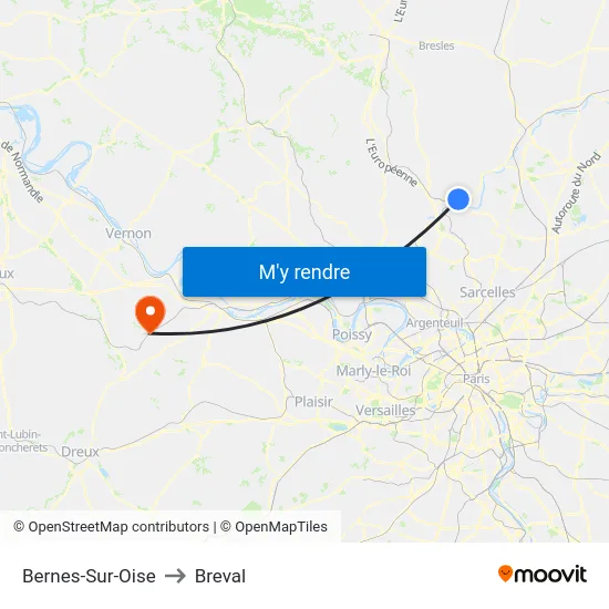 Bernes-Sur-Oise to Breval map