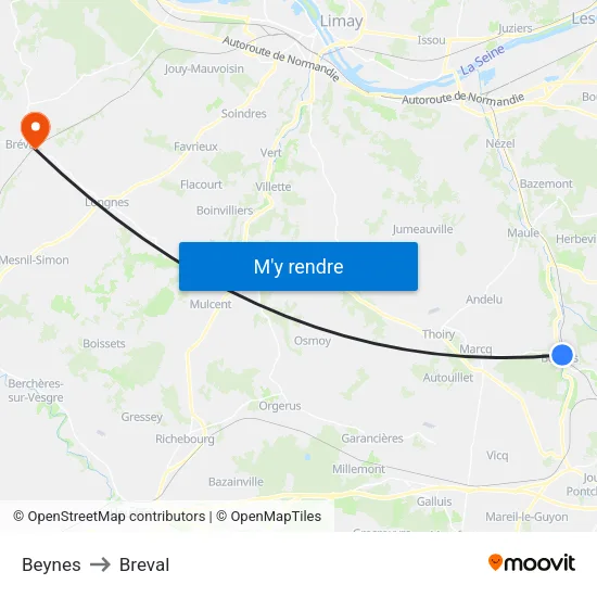 Beynes to Breval map