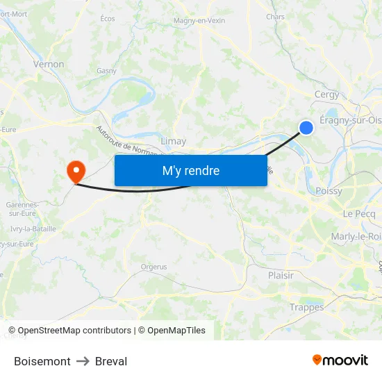 Boisemont to Breval map