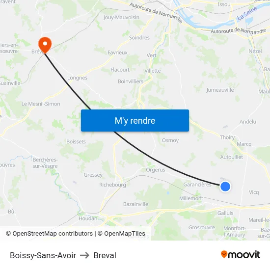 Boissy-Sans-Avoir to Breval map