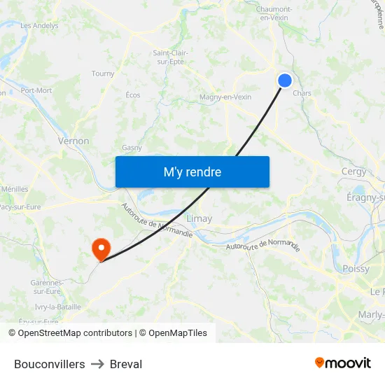 Bouconvillers to Breval map