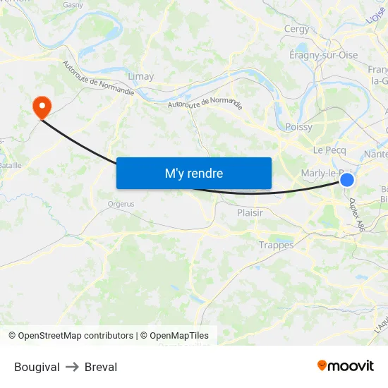 Bougival to Breval map