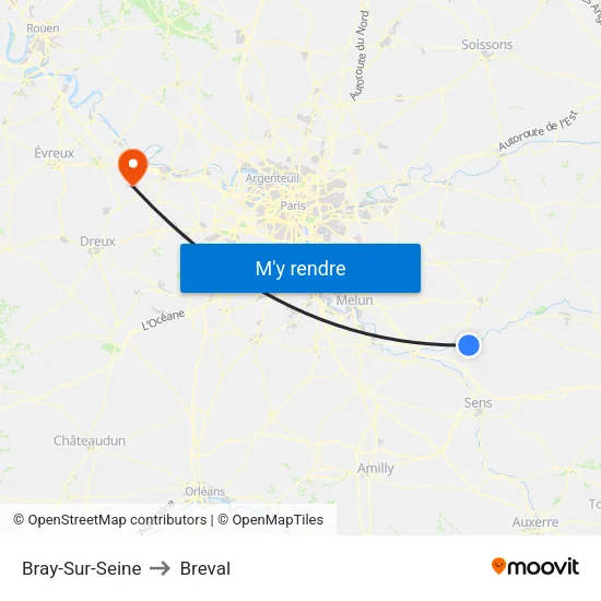 Bray-Sur-Seine to Breval map