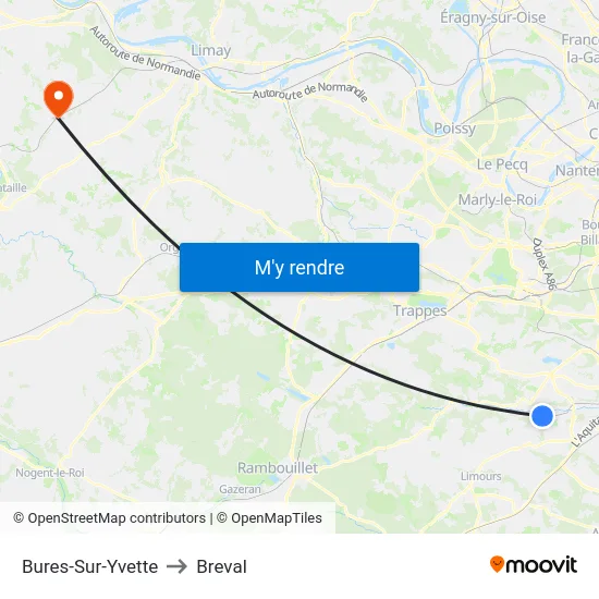 Bures-Sur-Yvette to Breval map