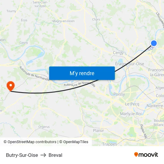 Butry-Sur-Oise to Breval map
