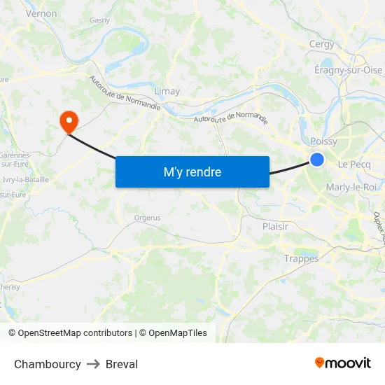 Chambourcy to Breval map