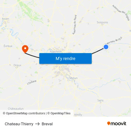 Chateau-Thierry to Breval map