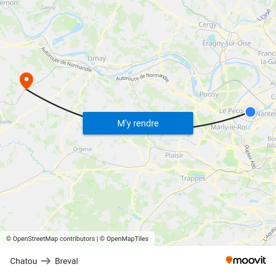 Chatou to Breval map