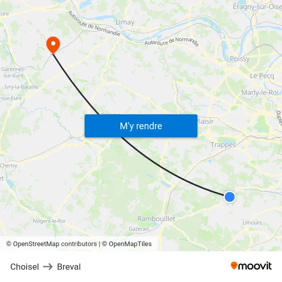 Choisel to Breval map