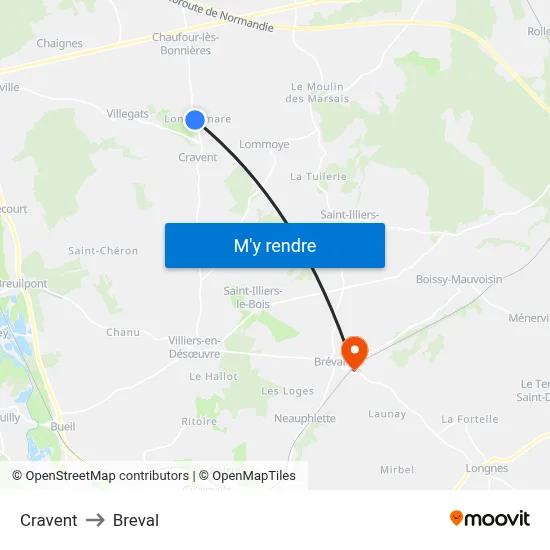 Cravent to Breval map