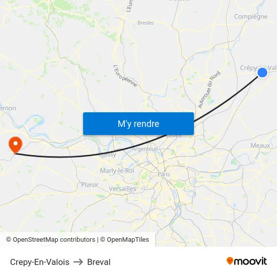 Crepy-En-Valois to Breval map
