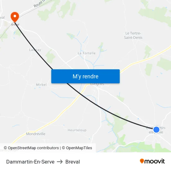 Dammartin-En-Serve to Breval map