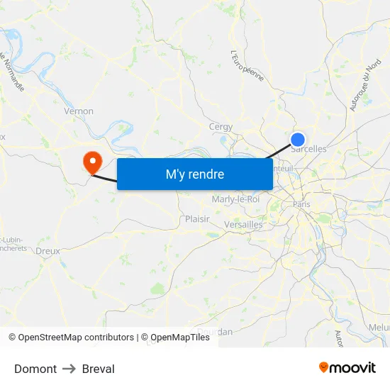 Domont to Breval map