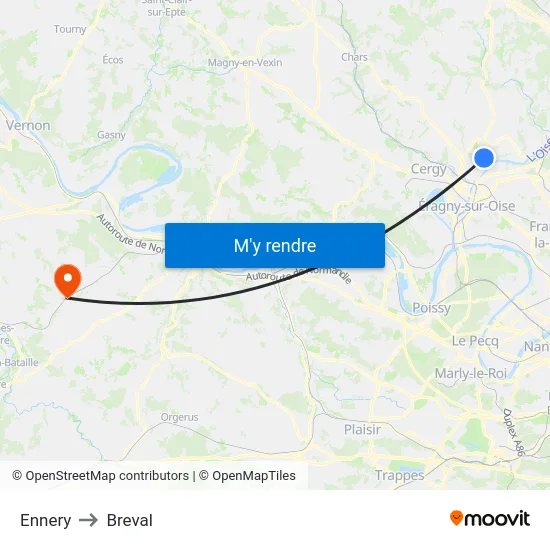 Ennery to Breval map