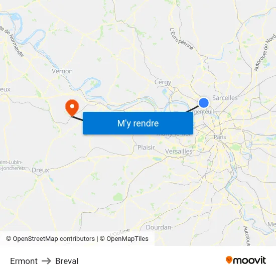 Ermont to Breval map