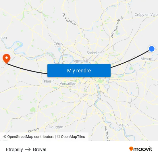 Etrepilly to Breval map