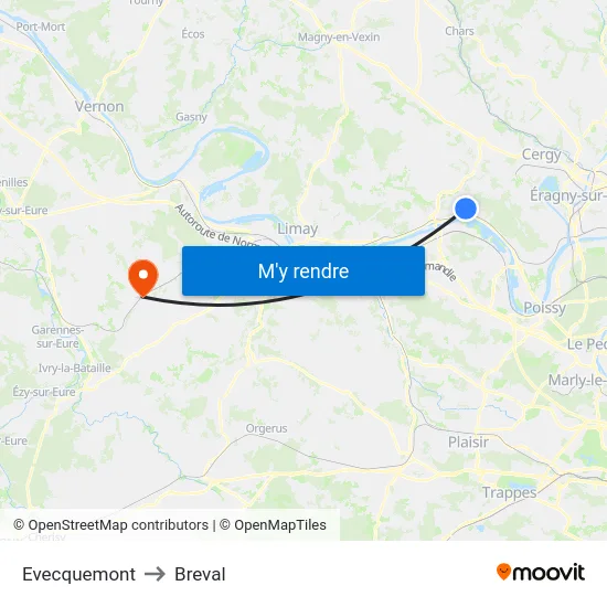 Evecquemont to Breval map