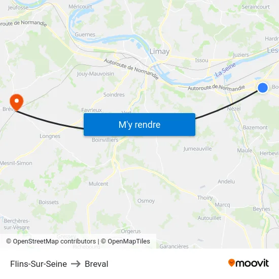 Flins-Sur-Seine to Breval map
