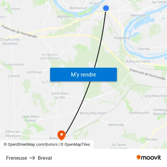 Freneuse to Breval map