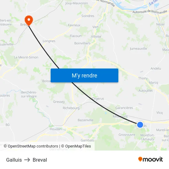 Galluis to Breval map