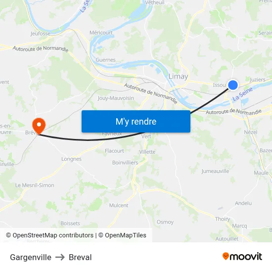 Gargenville to Breval map