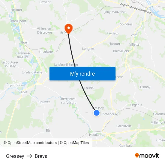 Gressey to Breval map