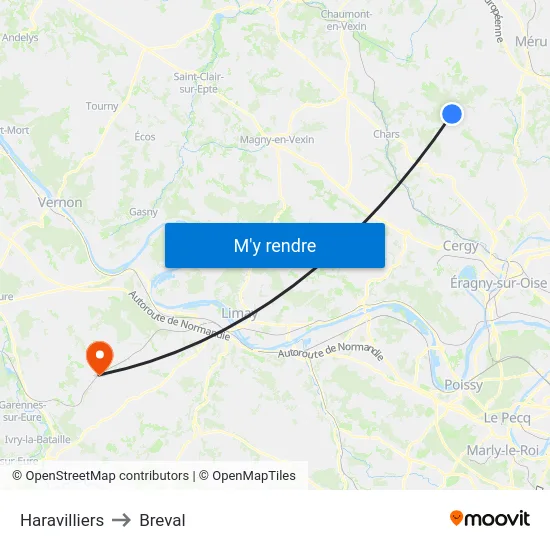 Haravilliers to Breval map