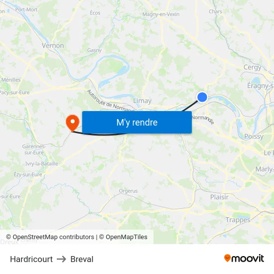 Hardricourt to Breval map